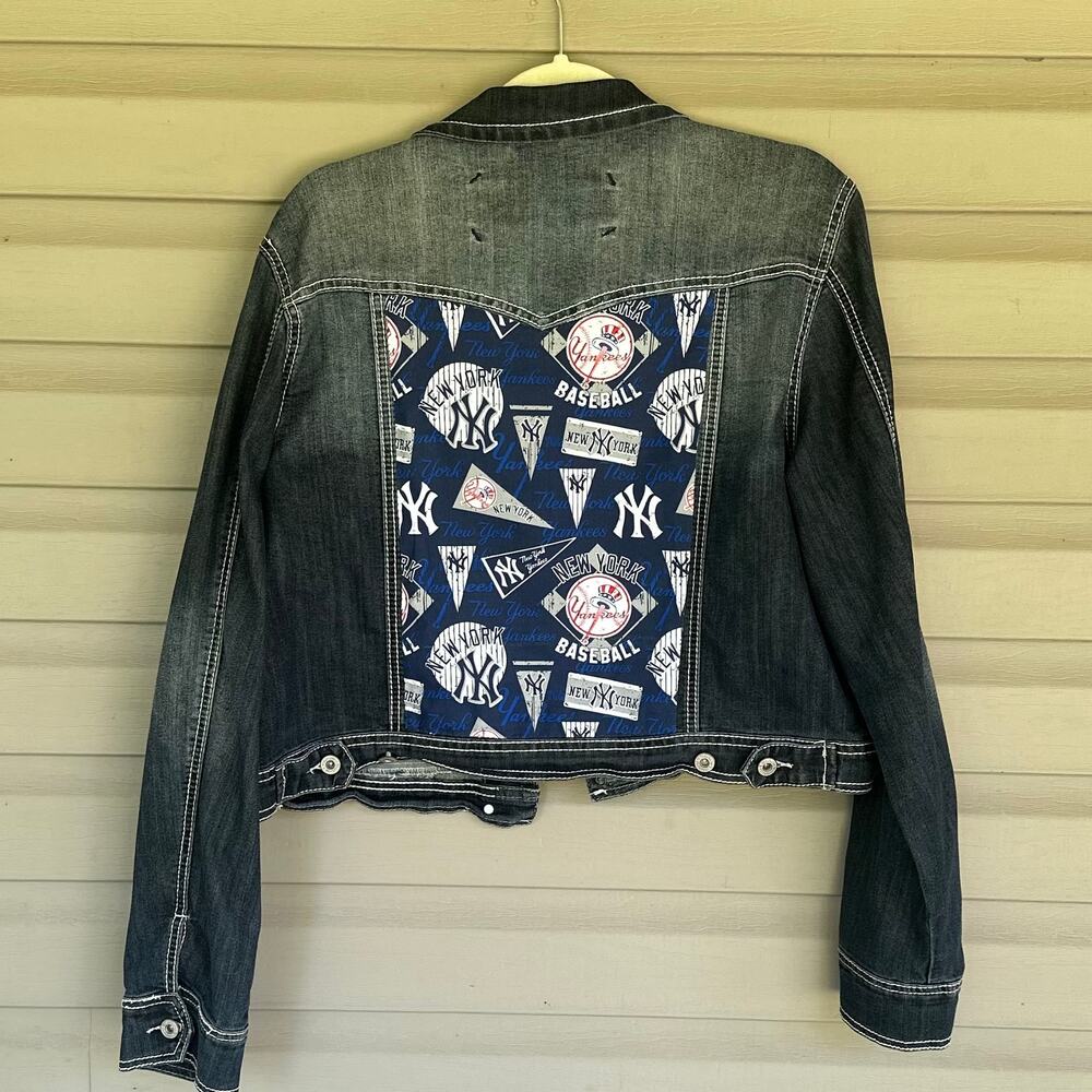 Upcycled Maurices Denim Size XL Jean Jacket New York Yankees